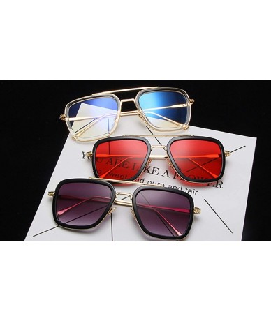 Oversized Retro Aviator Square Sunglasses for Men Women Metal Frame Gradient Flat Lens Tony Stark Sunglasses - CB18WNTG3LK $2...