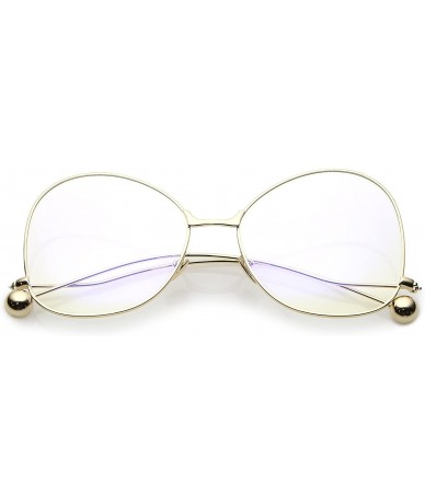 Butterfly Women's Thin Metal Arms Ball Accent Clear Lens Oversize Butterfly Glasses 58mm - Gold / Clear - C7182ERLDAQ $21.51