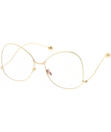 Butterfly Women's Thin Metal Arms Ball Accent Clear Lens Oversize Butterfly Glasses 58mm - Gold / Clear - C7182ERLDAQ $21.51