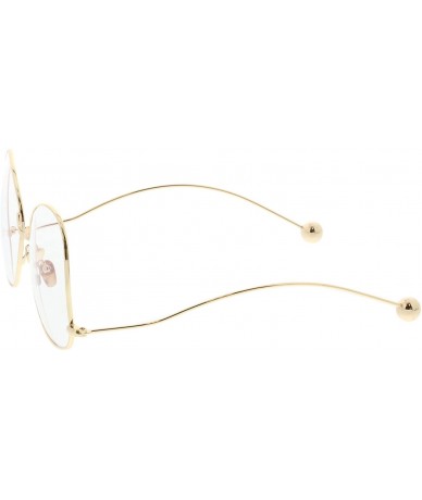 Butterfly Women's Thin Metal Arms Ball Accent Clear Lens Oversize Butterfly Glasses 58mm - Gold / Clear - C7182ERLDAQ $21.51