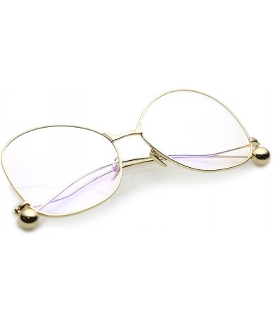 Butterfly Women's Thin Metal Arms Ball Accent Clear Lens Oversize Butterfly Glasses 58mm - Gold / Clear - C7182ERLDAQ $21.51