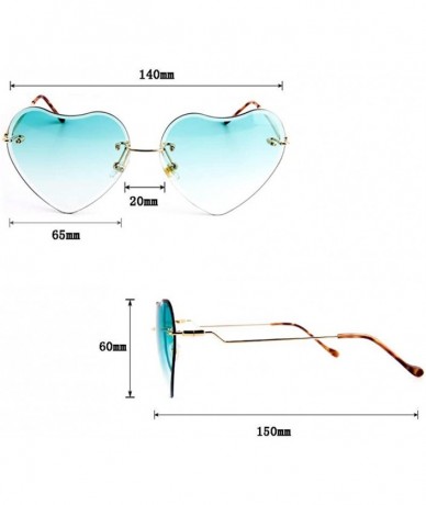 Aviator Heart Sunglasses for women Rimless Thin Metal Frame Heart shaped Sun glasses UV400 - Green - CA18KH3MNIZ $23.58