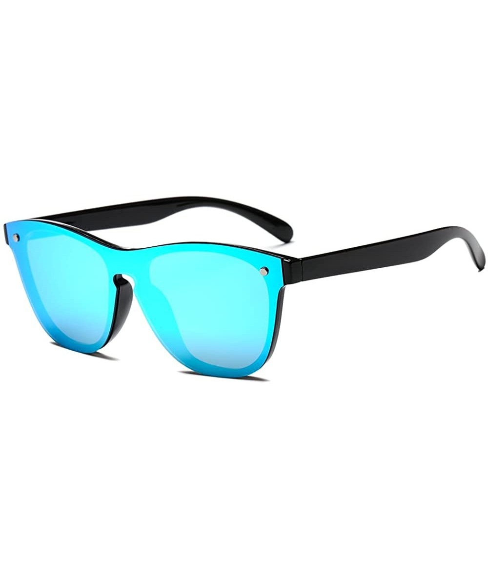 Rectangular Blenders Sunglasses Polarized Sunglasses Blenders Eyewear Sunglasses Women JH9004 - Black Frame Blue Mirror - CP1...