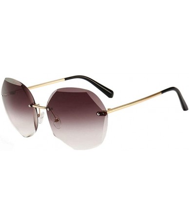 Rimless Women Hipster Polygon Shape Sunglasses Thin Metal Frame Sun Glasses - 4002 Coffee - CQ18W0GLSDX $28.51