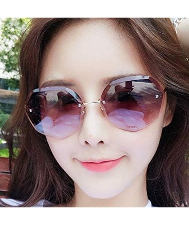 Rimless Women Hipster Polygon Shape Sunglasses Thin Metal Frame Sun Glasses - 4002 Coffee - CQ18W0GLSDX $28.51