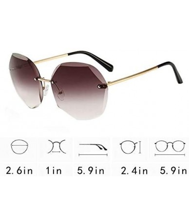 Rimless Women Hipster Polygon Shape Sunglasses Thin Metal Frame Sun Glasses - 4002 Coffee - CQ18W0GLSDX $28.51