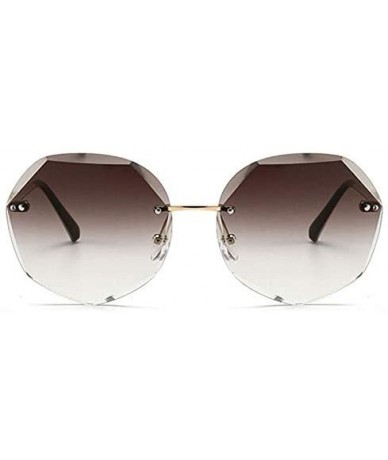 Rimless Women Hipster Polygon Shape Sunglasses Thin Metal Frame Sun Glasses - 4002 Coffee - CQ18W0GLSDX $28.51