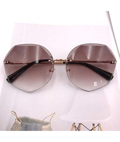 Rimless Women Hipster Polygon Shape Sunglasses Thin Metal Frame Sun Glasses - 4002 Coffee - CQ18W0GLSDX $28.51