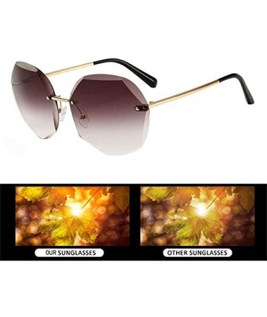 Rimless Women Hipster Polygon Shape Sunglasses Thin Metal Frame Sun Glasses - 4002 Coffee - CQ18W0GLSDX $28.51