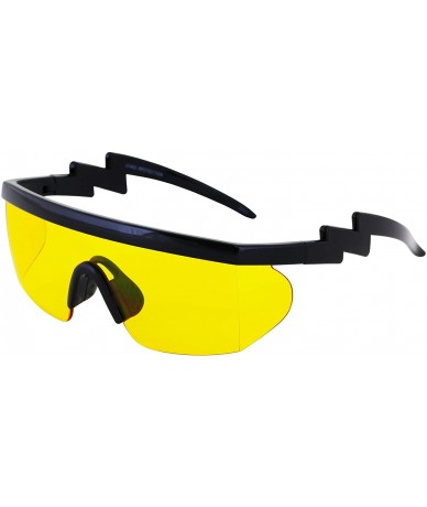 Sport Semi Rimless Goggle Style Retro Rainbow Mirrored Lens ZigZag Sunglasses - Blue and Yellow - CQ18T2C9M43 $34.84