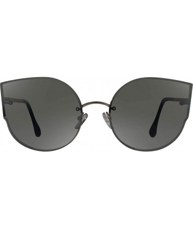 Oversized Oversize Cat Eye Metal Frame Sunglasses With Soft Case - Silver - C9195DXC4GA $33.65