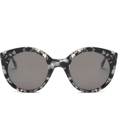 Round Vintage Round Sunglasses UV CR39 Lens Acetate Eyewear-Black Tortoise Frame With Gray Lens - CV180Q28YKT $34.14