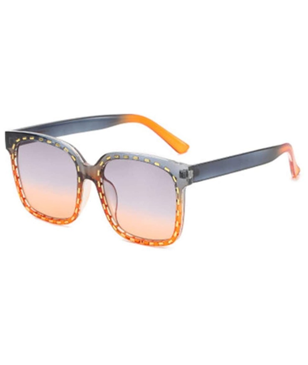 Square Fashion Sunglasses Men and Women Personality Square Sunglasses Ocean Color Sunglasses - 1 - C319057TAHE $61.97