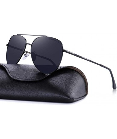 Aviator DESIGN Men Classic Pilot Sunglasses Aviation Frame HD Polarized Sun C01 Black - C02 Gray - CE18XE9LD8N $31.41