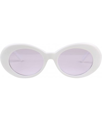 Goggle Oversized 90's Retro Pop Colorful Candy Lens Clout Goggles Oval Round Mod Sunglasses - Purple Lens - C918697NZSS $19.92