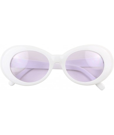 Goggle Oversized 90's Retro Pop Colorful Candy Lens Clout Goggles Oval Round Mod Sunglasses - Purple Lens - C918697NZSS $19.92