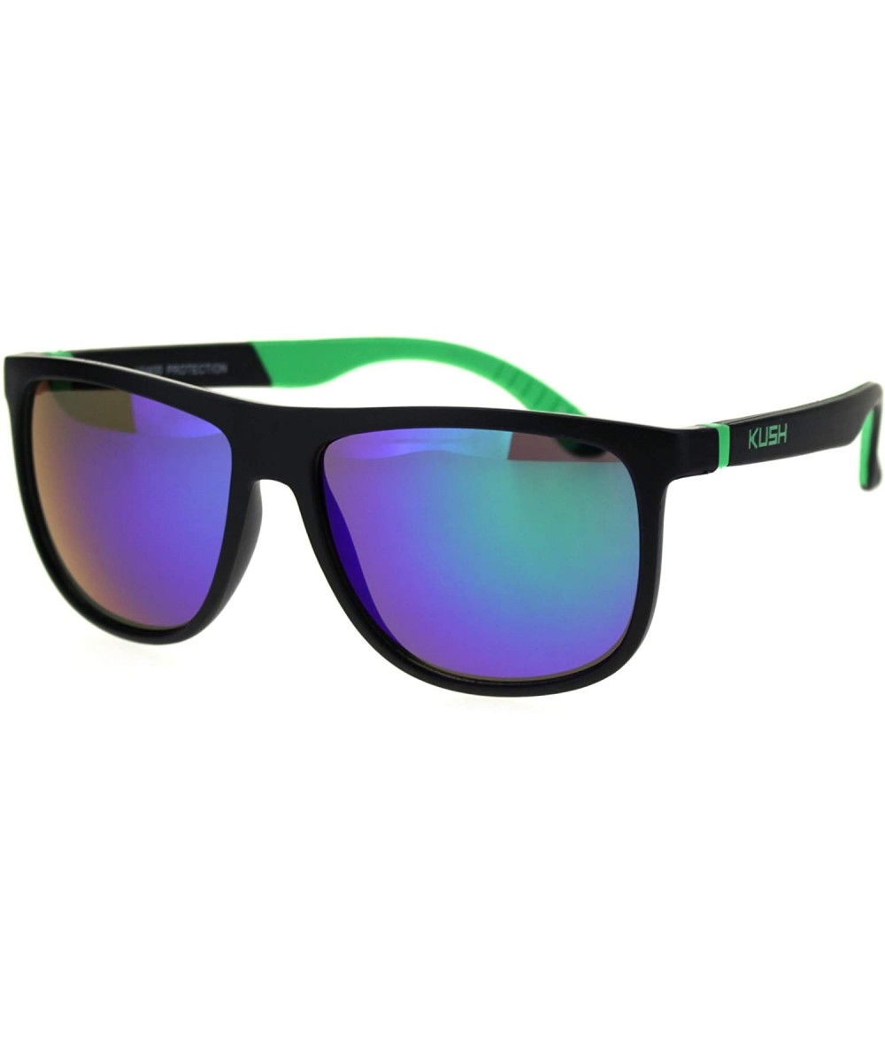 Wayfarer Mirrored Mirror Lens Soft Tip Arm Matte Horned Sunglasses - Green - C212CP942WH $19.91