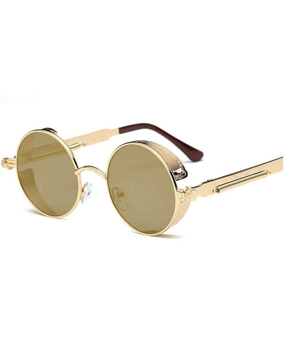 Round 2020 Metal Steampunk Sunglasses Men Women Fashion Round Glasses Vintage UV400 Eyewear - Gold Frame Gold - C3198AHKTMT $...