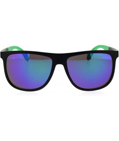 Wayfarer Mirrored Mirror Lens Soft Tip Arm Matte Horned Sunglasses - Green - C212CP942WH $19.91