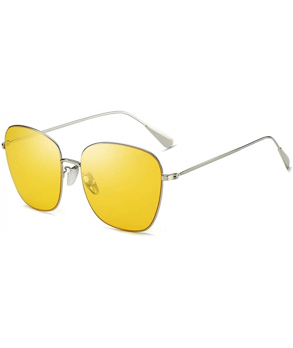 Oval Unisex Sunglasses Retro Gold Grey Drive Holiday Oval Non-Polarized UV400 - Yellow - CF18R0QQ9E5 $17.38