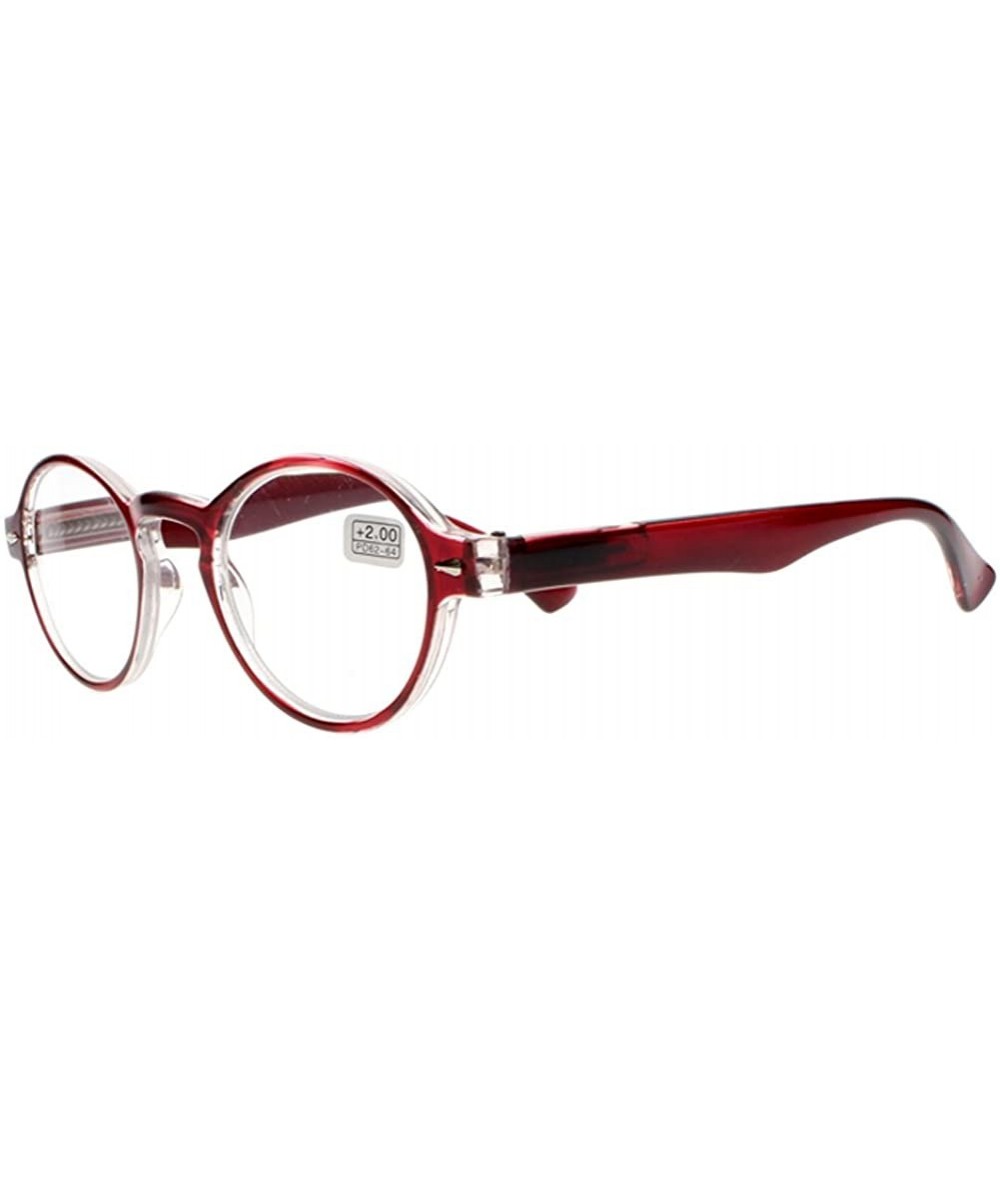 Round Stylish Oval Round Frame Silver Rivets Reading Glasses Comfort Fit Men and Women - Red - CO187N66GID $18.33