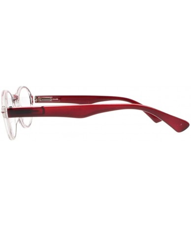 Round Stylish Oval Round Frame Silver Rivets Reading Glasses Comfort Fit Men and Women - Red - CO187N66GID $18.33