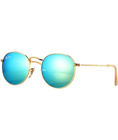 Wayfarer PA3447 Classic Crystal Glass Lens Retro Round Metal Sunglasses-50mm - Crystal Green Mirrored Lens - CU12NA4TM94 $41.05