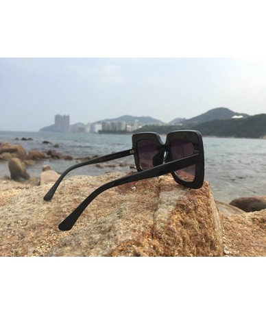 Rectangular Large Jeweled Sunglasses for Women Crystal Bling Studded Oversized Square Frame - Black - CY18CDD8H40 $26.29