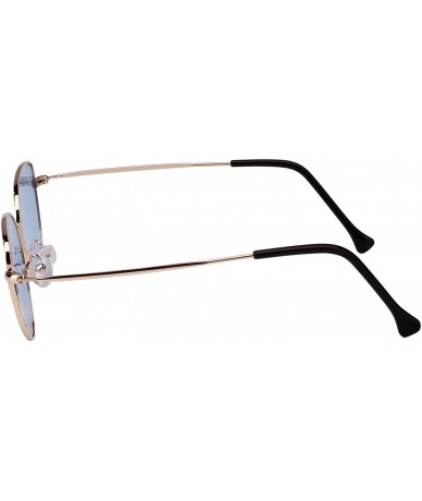 Oversized Womens Cat Eye Mod Metal Glasses Fashion Sunglasses - Gold / Blue Lens - CE186U4UU3S $20.35