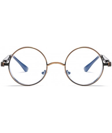 Oval Vintage Steampunk Retro Metal Round Circle Frame Sunglasses - C23 transparent Lens/Bronze Frame - CK18QRT4UZO $26.58