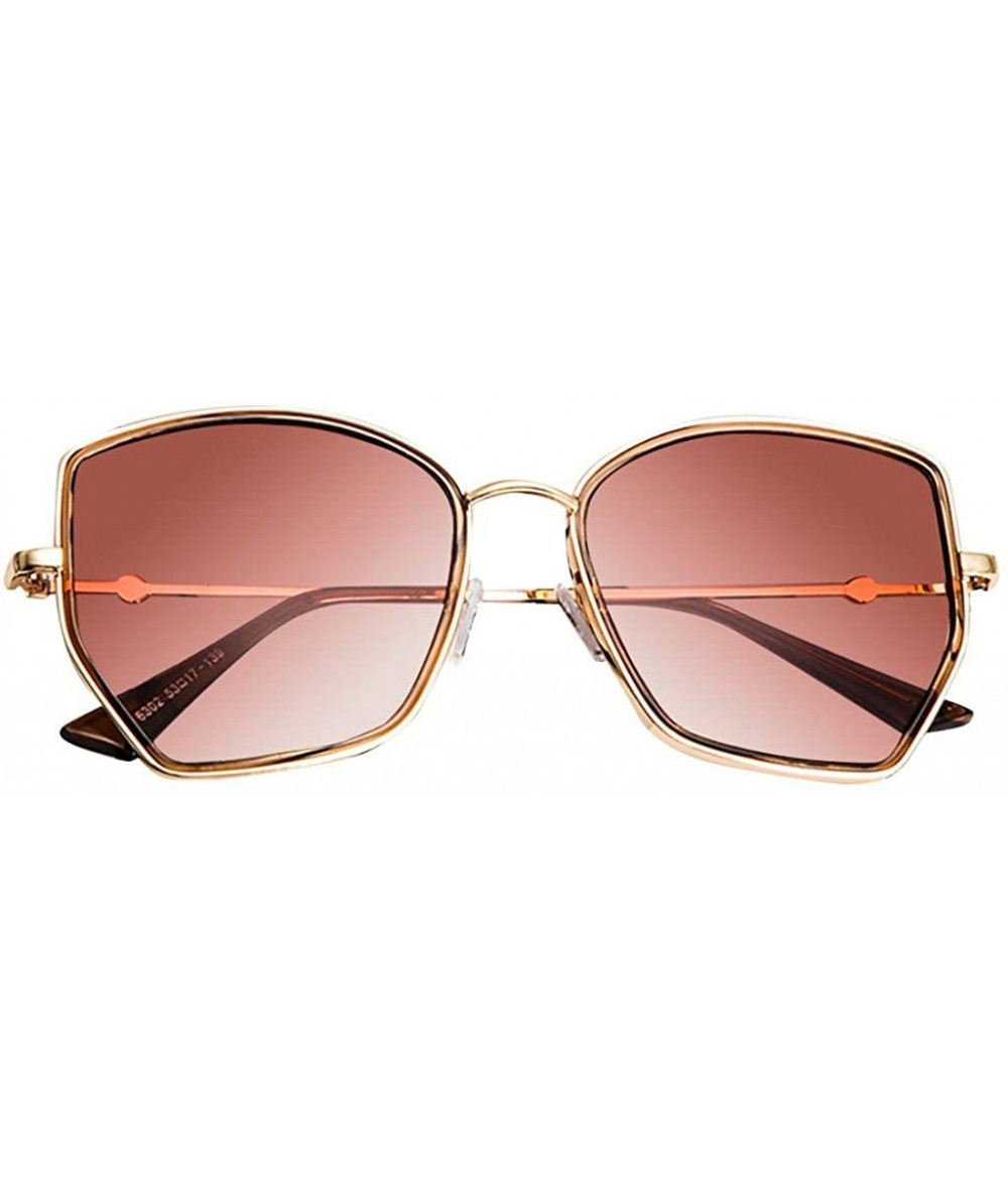 Oversized Unisex Polarized Sunglasses Retro Classic Irregular Sun Protection for Men Women - Gold - CC18RCNQA70 $20.21