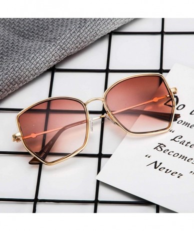 Oversized Unisex Polarized Sunglasses Retro Classic Irregular Sun Protection for Men Women - Gold - CC18RCNQA70 $20.21