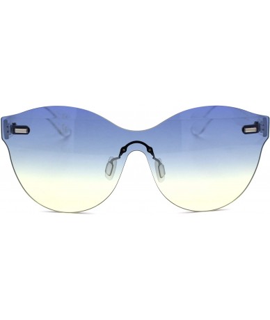 Shield Oceanic Gradient Lens Womens Rimless Shield Round Sunglasses - Blue Yellow - CO18W3CTUX8 $23.66