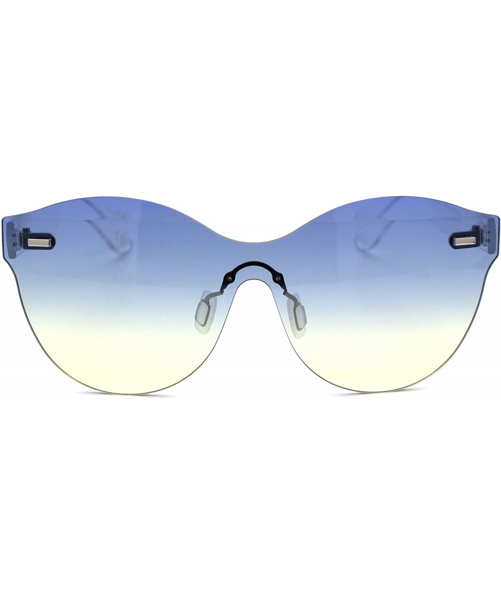 Shield Oceanic Gradient Lens Womens Rimless Shield Round Sunglasses - Blue Yellow - CO18W3CTUX8 $23.66