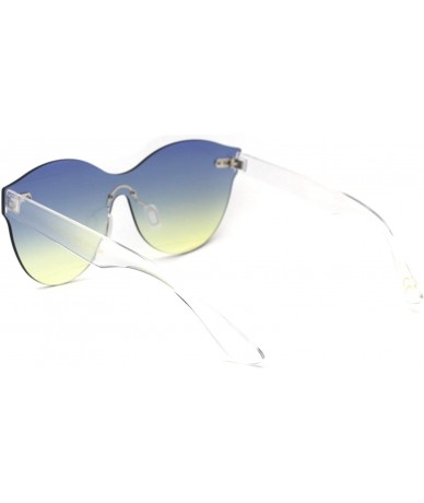 Shield Oceanic Gradient Lens Womens Rimless Shield Round Sunglasses - Blue Yellow - CO18W3CTUX8 $23.66