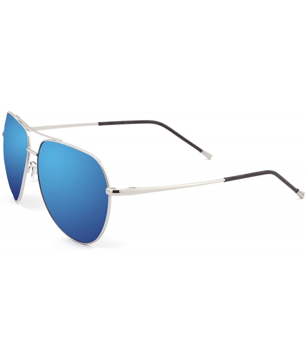 Aviator Aviator Mirror UV400 Polarized Sunglasses for Men Women with Case (model 1719) - Silver - CU1833WCR0X $49.99