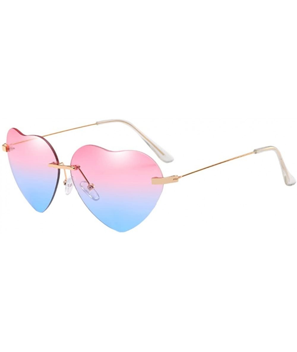 Sport Unique Fashion Design Heart-shaped Sunglasses Streetwear for Women Vintage - Pink&blue - CT18DMOD5ML $25.82