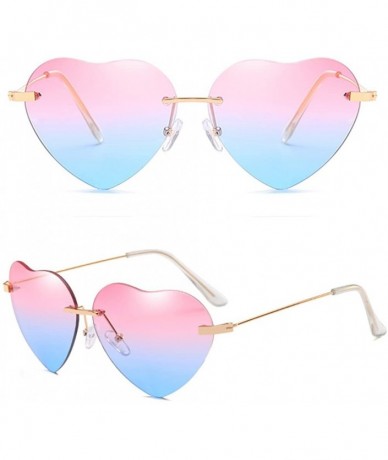 Sport Unique Fashion Design Heart-shaped Sunglasses Streetwear for Women Vintage - Pink&blue - CT18DMOD5ML $25.82