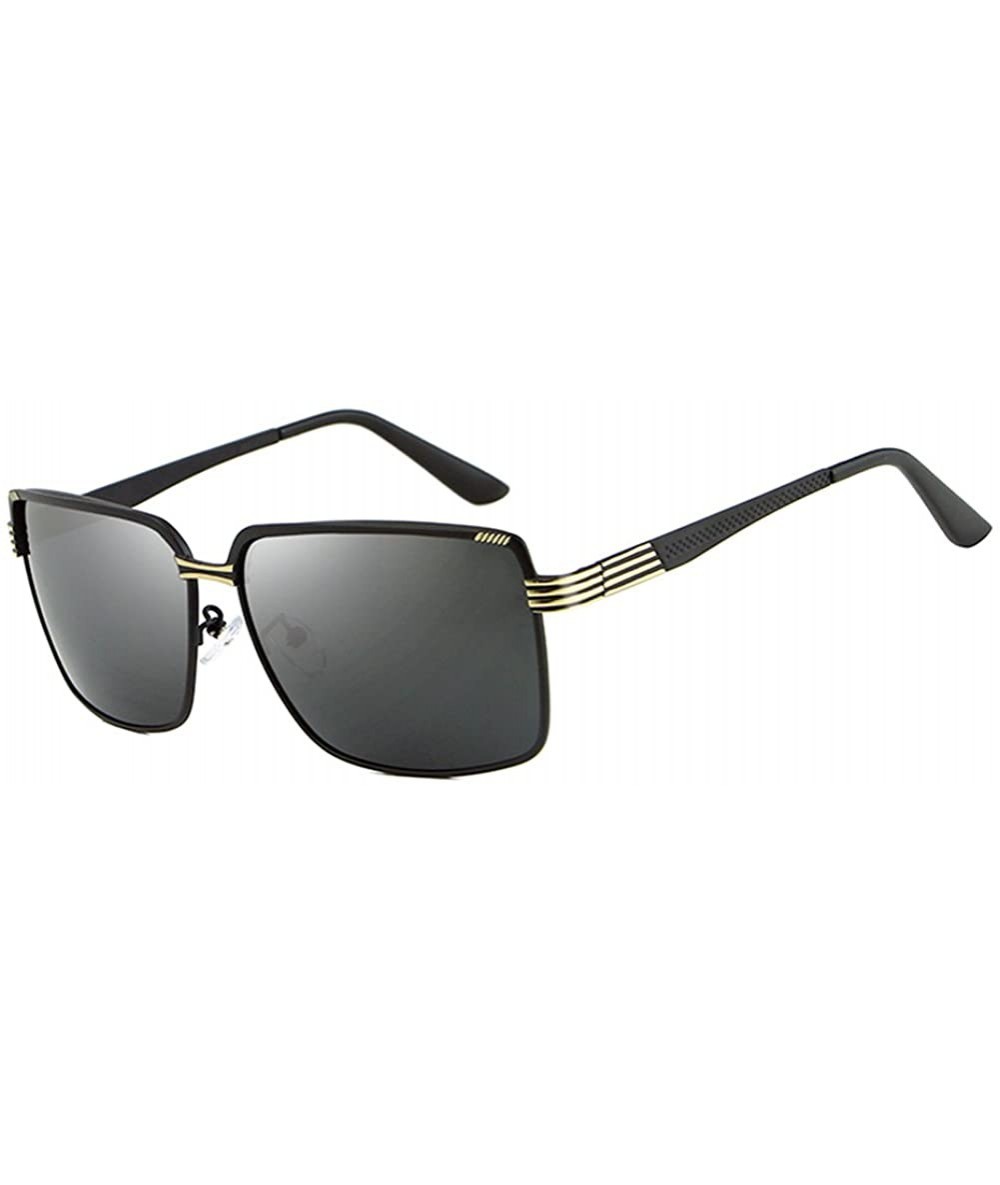 Rectangular Men's Polarized Sunglasses Fashion Beach Travel Sunglasses UV 400 Protection - Golden - CP18GG43QHC $38.90