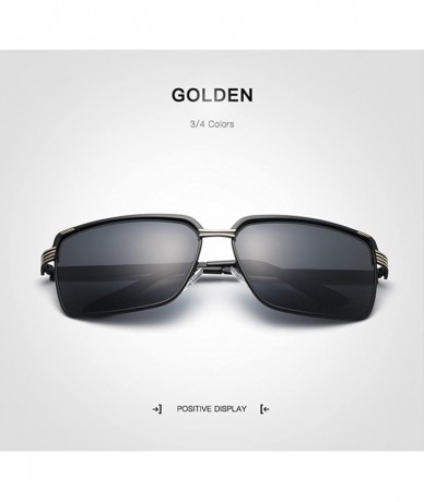 Rectangular Men's Polarized Sunglasses Fashion Beach Travel Sunglasses UV 400 Protection - Golden - CP18GG43QHC $38.90