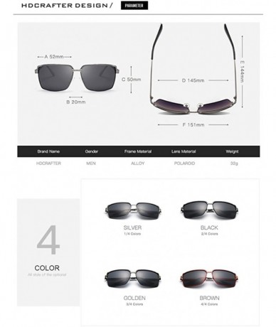 Rectangular Men's Polarized Sunglasses Fashion Beach Travel Sunglasses UV 400 Protection - Golden - CP18GG43QHC $38.90