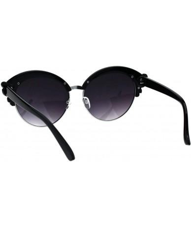 Oversized Womens Bling Iced Rhinestone Half Rim Diva Designer Fashion Sunglasses - Black Silver Smoke - CZ18EIZYO4T $22.93