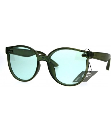 Round Hipster Round Horned Geek Nerdy Plastic Sunglasses - Green - CE1869S404C $18.31