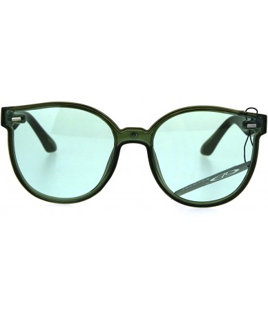 Round Hipster Round Horned Geek Nerdy Plastic Sunglasses - Green - CE1869S404C $18.31