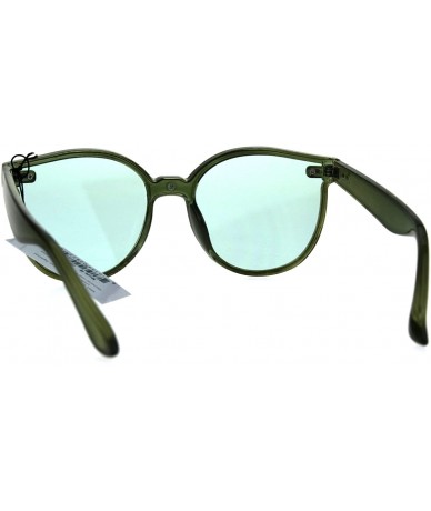 Round Hipster Round Horned Geek Nerdy Plastic Sunglasses - Green - CE1869S404C $18.31