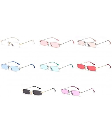 Square Retro Rimless Sunglasses Square Men Tinted Color Small Sun Glasses for Women Uv400 - Silver With Blue - C41974TQ9Q4 $2...