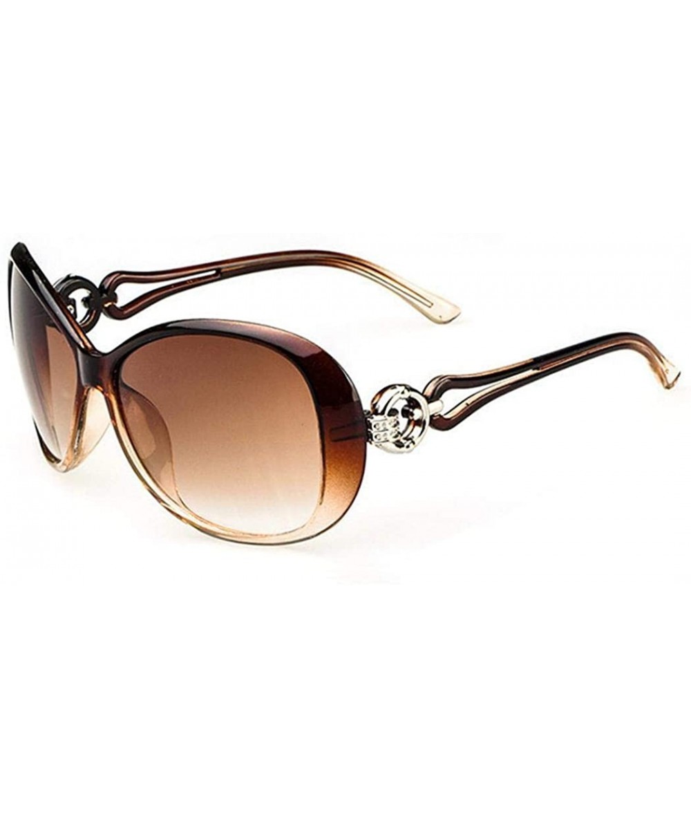 Oval Women Fashion Oval Shape UV400 Framed Sunglasses Sunglasses - Coffee - CM195IC29MG $31.37