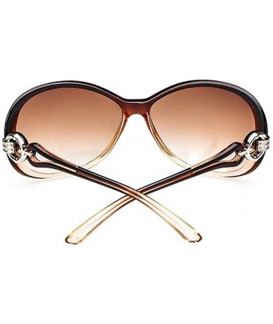 Oval Women Fashion Oval Shape UV400 Framed Sunglasses Sunglasses - Coffee - CM195IC29MG $31.37