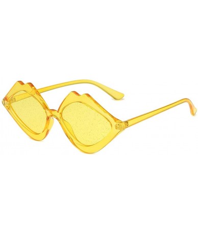 Oversized Women's Fashion Jelly Sunshade Sunglasses Integrated Candy Color Glasses - Yellow - C918UINAC9X $20.39