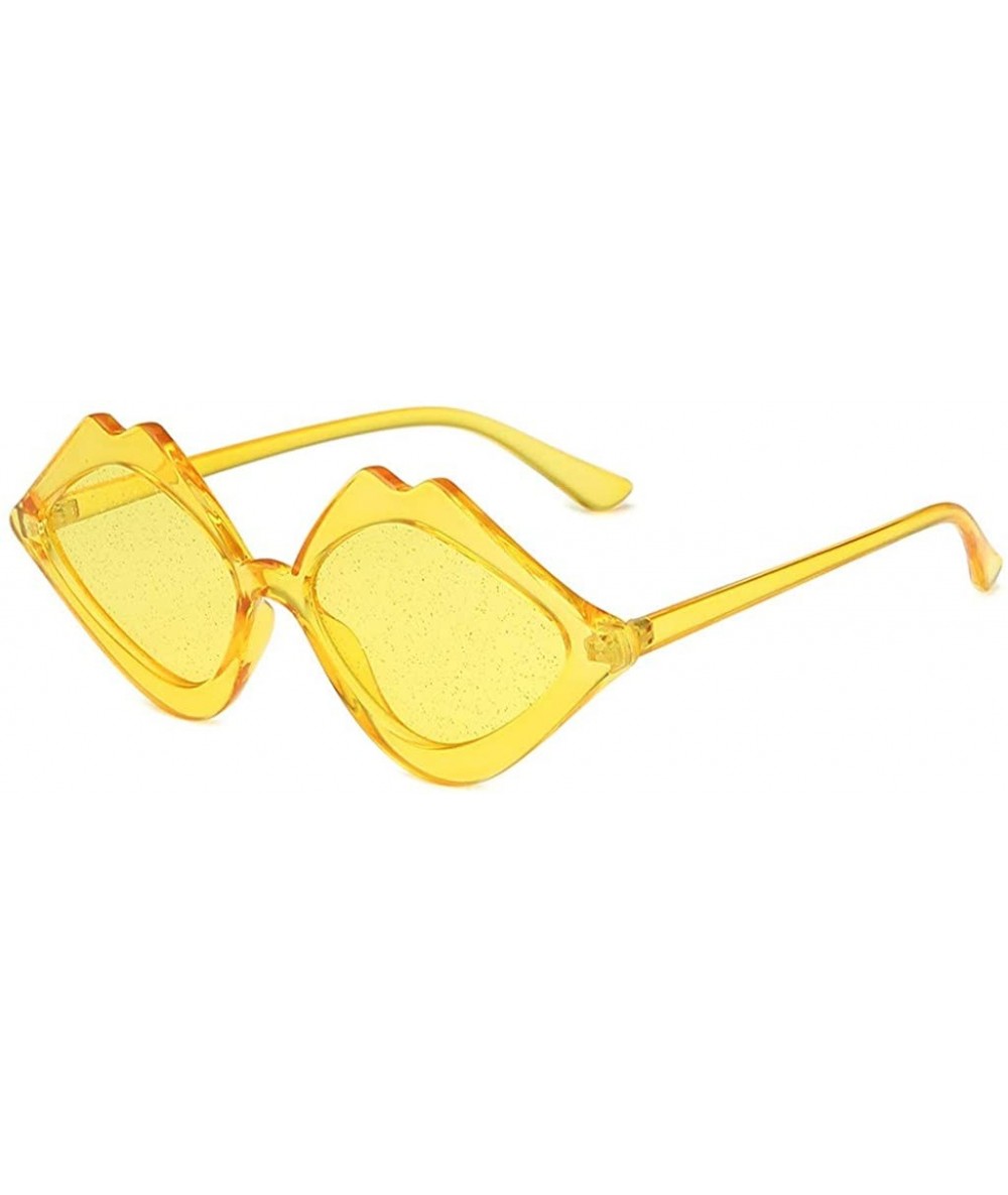 Oversized Women's Fashion Jelly Sunshade Sunglasses Integrated Candy Color Glasses - Yellow - C918UINAC9X $20.39